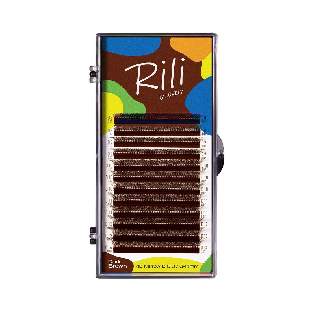 Premade kuokšteliai blakstienų priauginimui 4D Rili tamsiai rudi